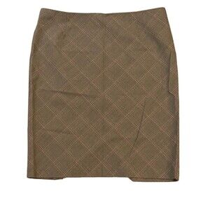 Express Design Studio Womens Skirt Editor Brown Plaid Size 8